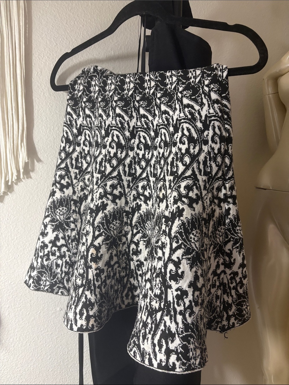 Lucy Paris Black & White Patterned Skater Skirt